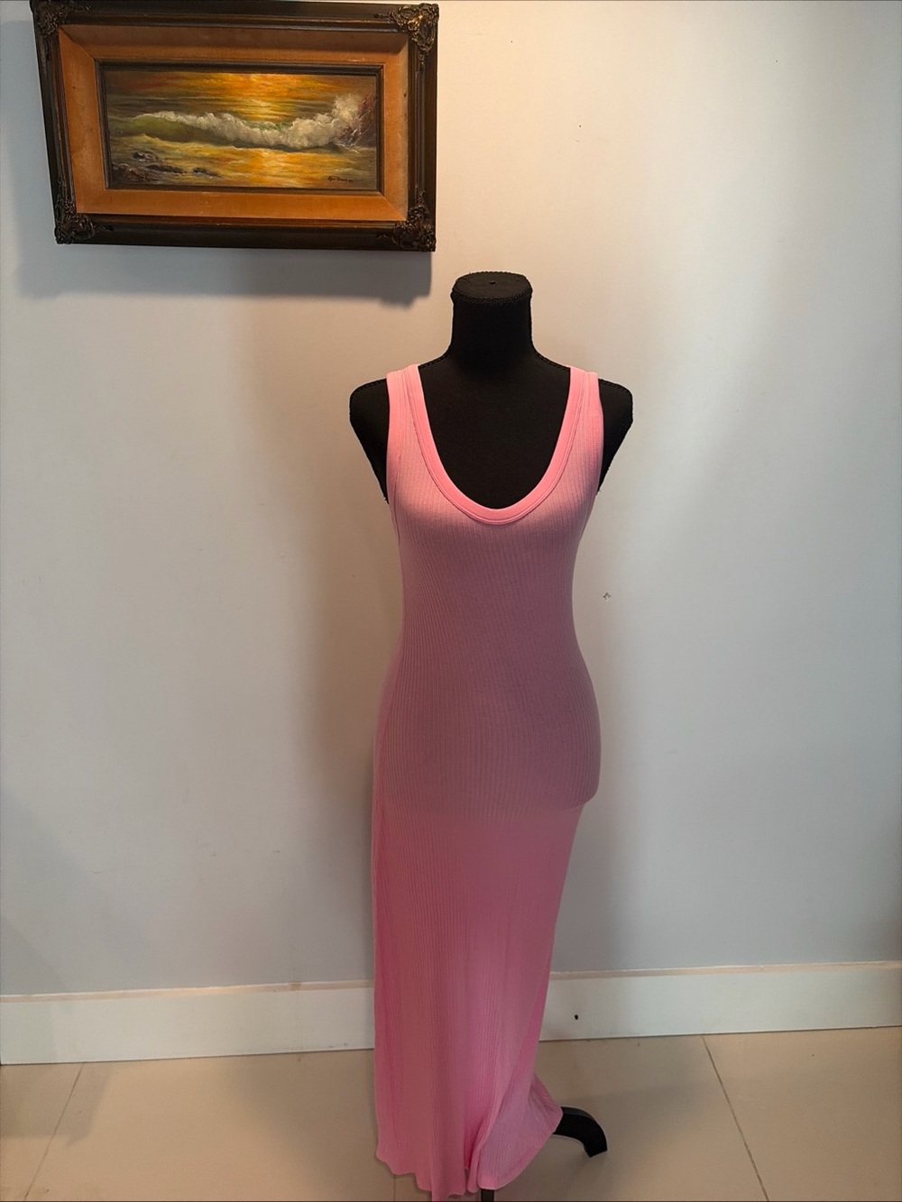 L*Space Flowy Midi Tank Dress Tulip Pink Summer Breezy Ribbed NWT XS